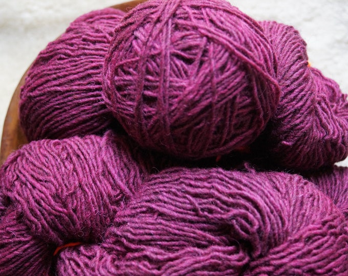 Deep Pink worsted weight soft wool yarn from our American farm