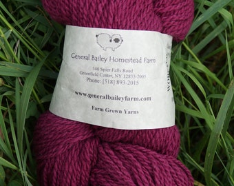 Raspberry  2 ply worsted soft wool yarn 230 yd skein from our  American farm free shipping offer