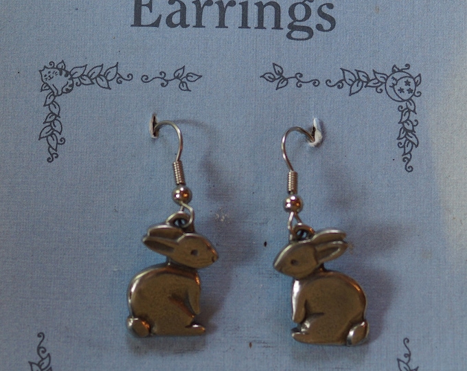 Danforth rabbit wire pewter earrings two design choices made in the USA free shipping offer