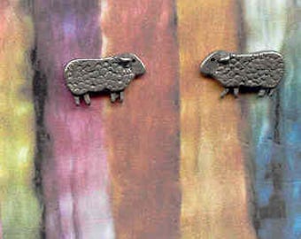 Earrings: Mini Baa Baa Sheep pewter post earrings