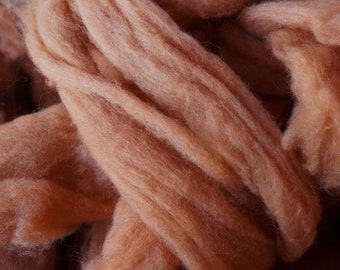 Light Rust woolen roving to spin or felt from our American farm
