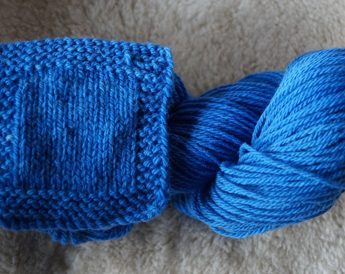 Cornflower blue worsted weight 3 ply soft wool kettle dyed farm yarn from our American farm free shipping offer