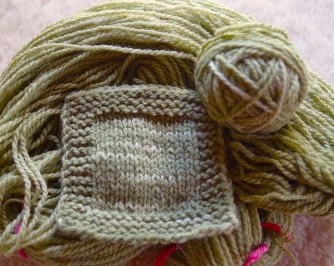 Olive Green sport weight wool 2 ply farm yarn from our American farm