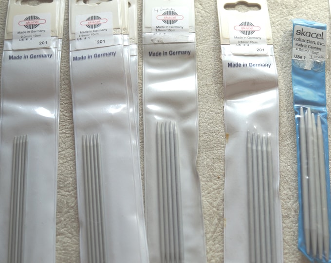 Skacel 4 inch DP knitting needles aluminum made in Germany vintage supply free shipping offer