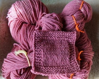 Dusty Rose worsted weight wool 3 ply yarn from our American farm grown and made in the USA