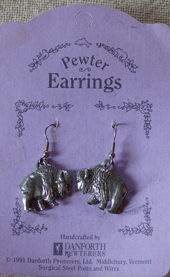 Danforth Buffalo wire pewter earrings, made in the