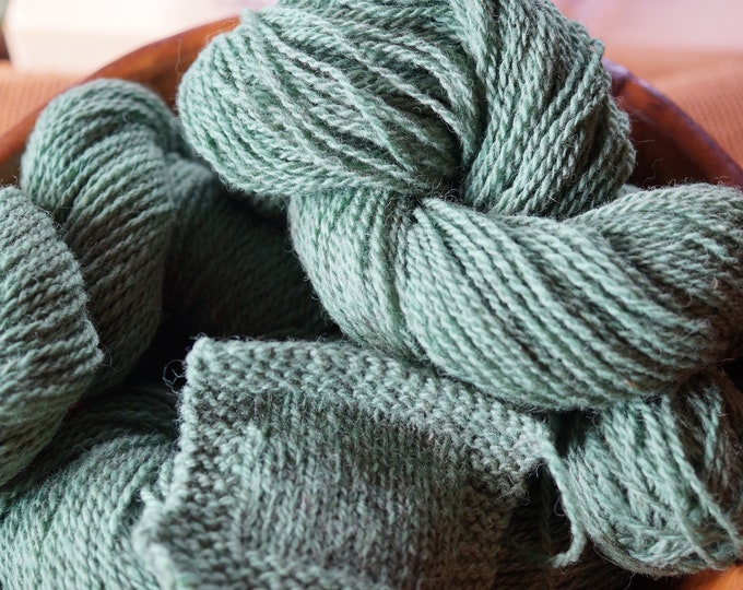 Meadow Green Worsted wool yarn 3 ply from our American farm