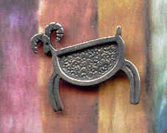 Pin: Small pewter Petroglyph sheep clutch pin