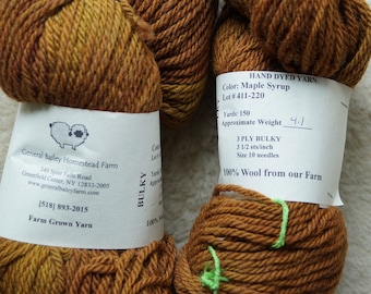 Maple Syrup bulky soft wool farm yarn American farm American wool free shipping offer