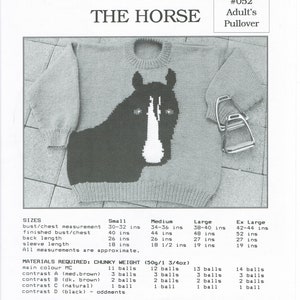eweCanknit The Horse adult&#39;s  pullover knitting pattern uses bulky or chunky weght yarn