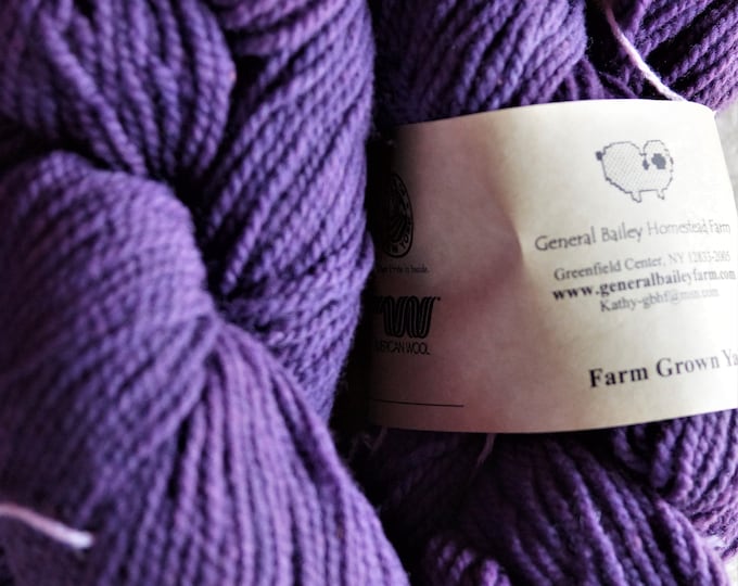 Dark Lilacs worsted weight 2 ply soft wool farm yarn from our American farm free shipping offer