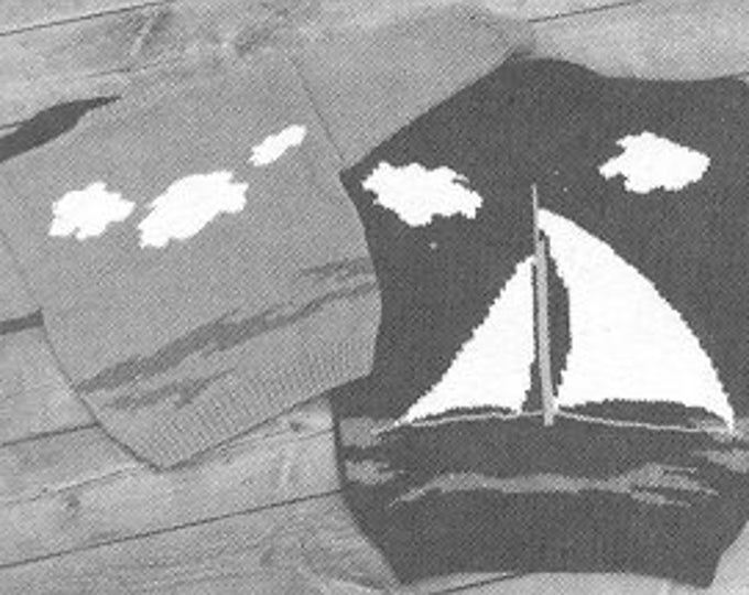 Sailboat  adult sweater knitting pattern