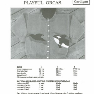 遊び心のあるシャチの編み物パターン（子供サイズ）表裏にデザイン