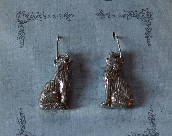 Wolf dangle earrings from Danforth Vintage new free shipping offer