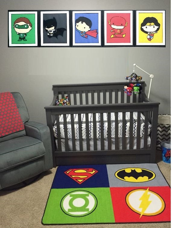 Nursery Room Decor Baby Justice League Set Of 5 Frames Etsy