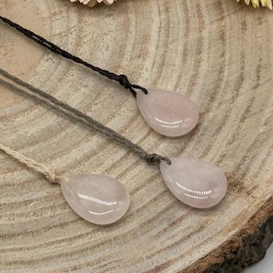 Macrame choker semi-precious stone necklace with rose quartz stone