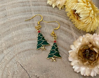 Earring earrings Christmas tree green