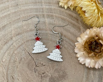 Earring earrings Christmas tree white