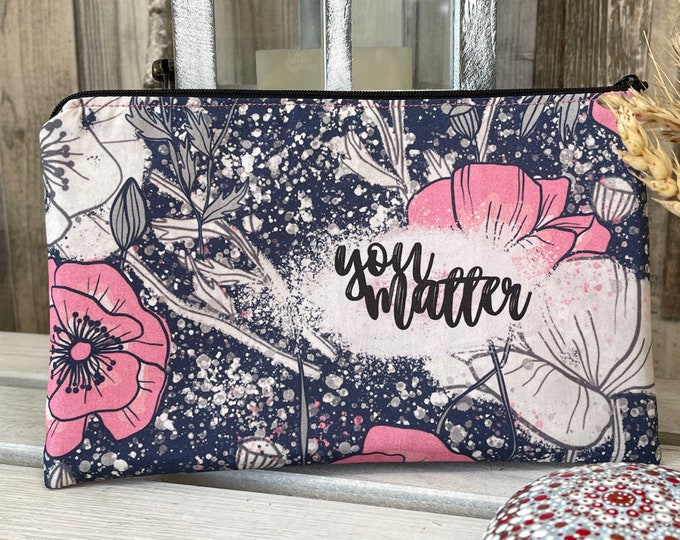 Modes bag "you matter" blue with flowers
