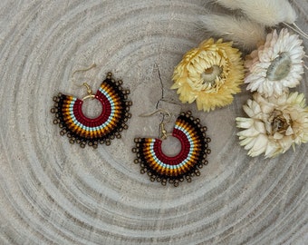 Unique macrame earrings earring boho hippie jewelry Ibiza red (1 pair)