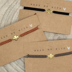 Friendship bracelet macrame bracelet lucky clover stainless steel gold-plated
