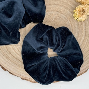 Velours Scrunchie Hair Tie Plain Dark Blue
