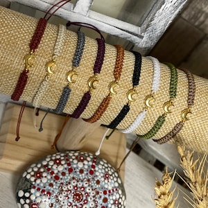Freundschaftsarmband Makramee Armband Kleiner Mond Edelstahl golden