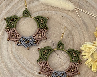 Macrame Earring Green Sun (1 pair)