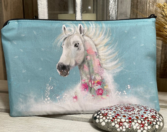 Feather Bag Cosmetic Bag MODI Flowers Horse