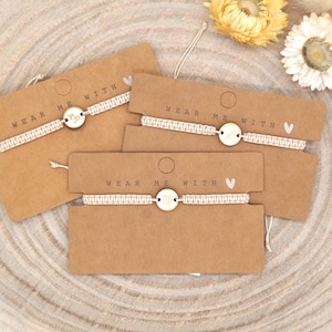 Friendship bracelet macrame bracelet beige with wooden zodiac sign