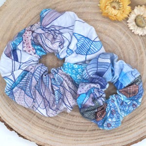 Modal Scrunchie Haargummi blaues Patchwork