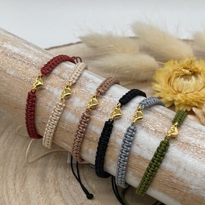 Friendship bracelet macrame bracelet small heart stainless steel gold-plated