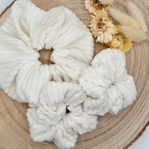 Soft Cord Scrunchie hair tie plain white