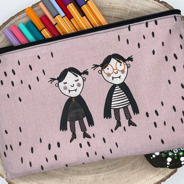 Trousse élégante, trousse à crayons, petit sac à cosmétiques, petit vampire violet