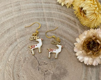 Earring earrings Christmas reindeer white