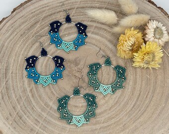 Macrame Earring Sun Blue (1 Pair)