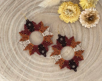 Macrame earring earrings fire sun (1 pair)