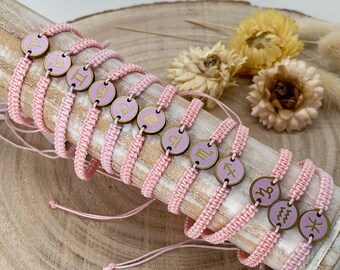 Friendship bracelet macrame jewelry bracelet zodiac light pink