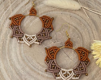 Unique Macrame Earrings Boho Hippie Jewelry Sun (1 pair)