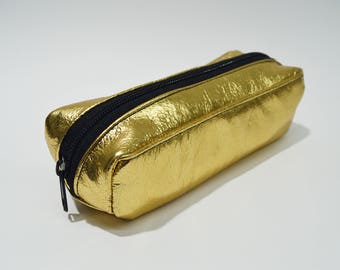 Gold Leather Pencil Case