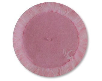 Feather Boa Beret in Pink