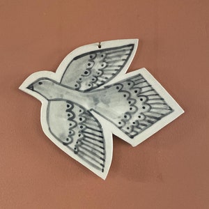 Ceramic wall hanging bird decoration, flying bird hand made pottery