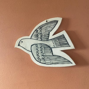 Ceramic wall hanging bird decoration, flying bird hand made pottery