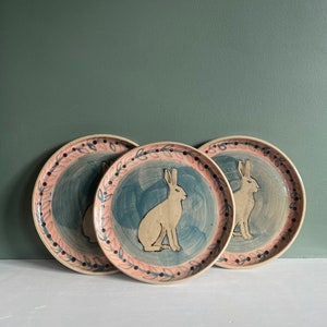 Hare Plate, Illustrated Hand Painted Dish