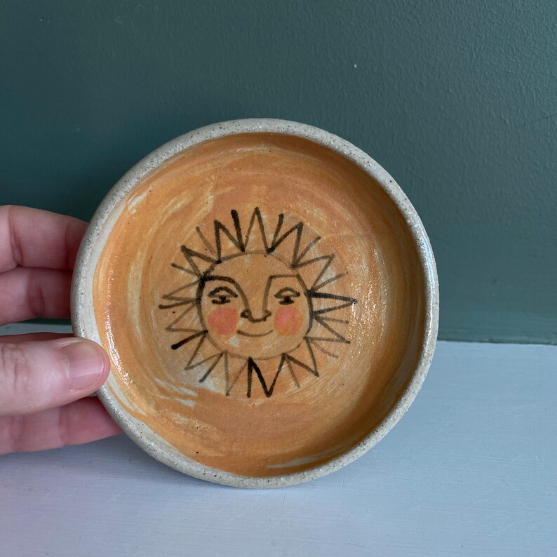 Sunshine Trinket Dish, Home Décor, Hand Painted Sun Dish image 1