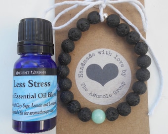 Handmade Lava Stone Bead Amazonite Essential Oil Diffuser Bracelet & 10ml Essential Oil of your choice