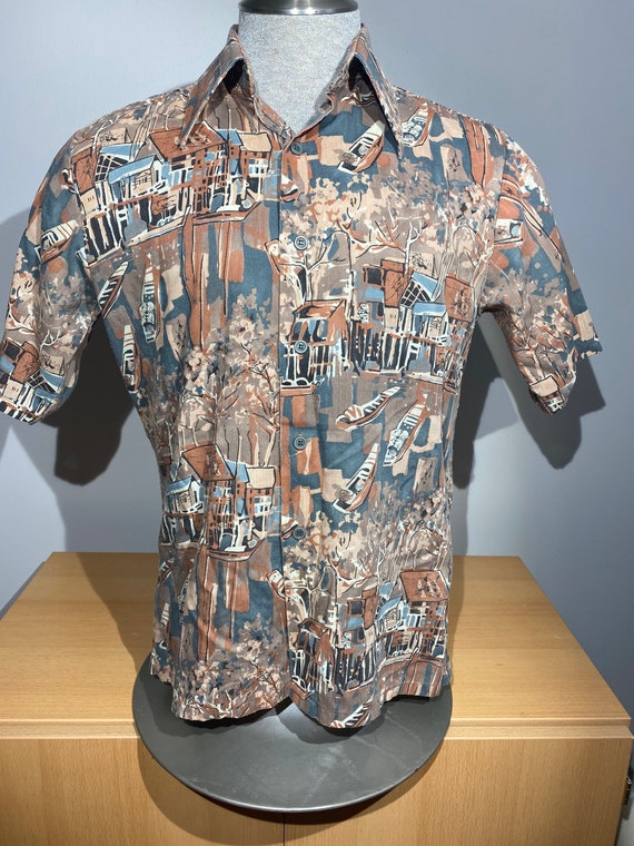 Vintage 60s 70s All Over Print Hippy Disco Psychedelic 5050 
