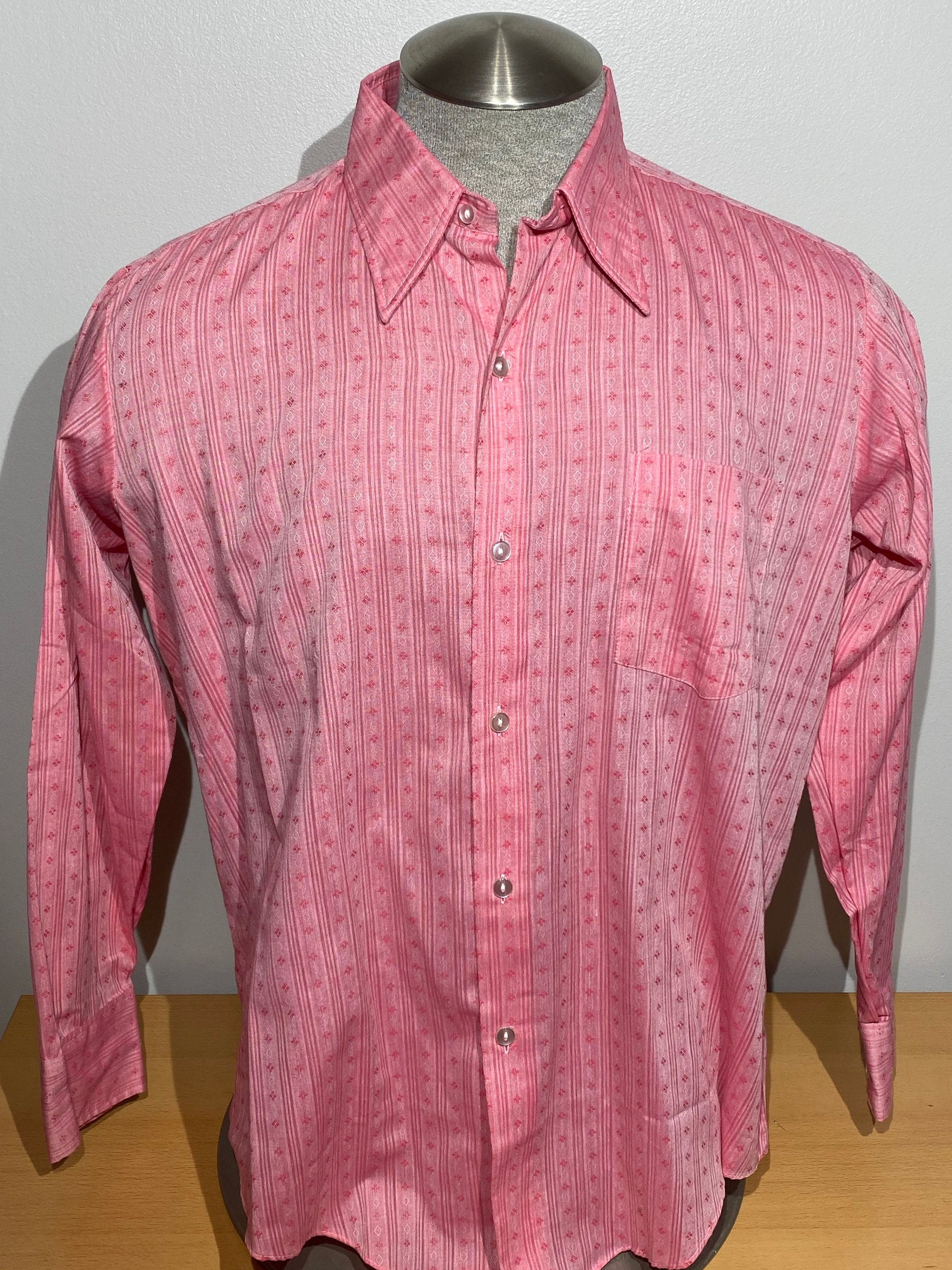 Vintage 70s 80s Marlo Pink Disco Print Summer Beach Wear Large Shirt - Etsy