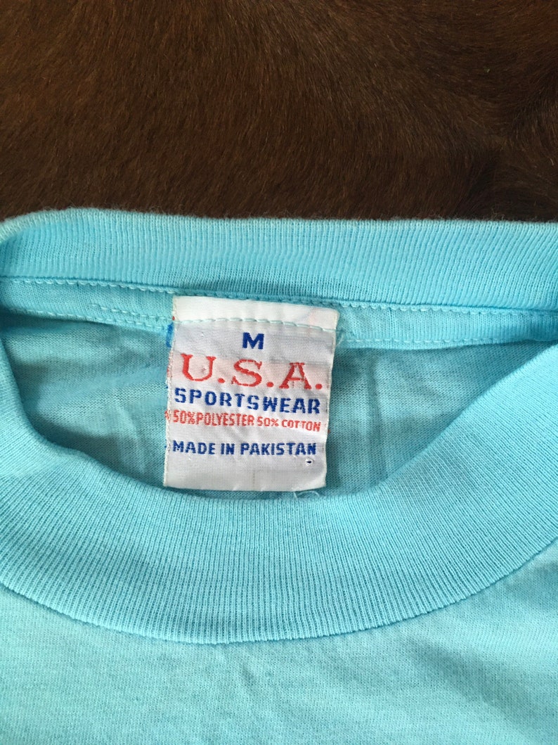 Vintage 80s 90s Florida USA Souvenir Tourist Large Turquoise Blue 5050 Soft Tshirt