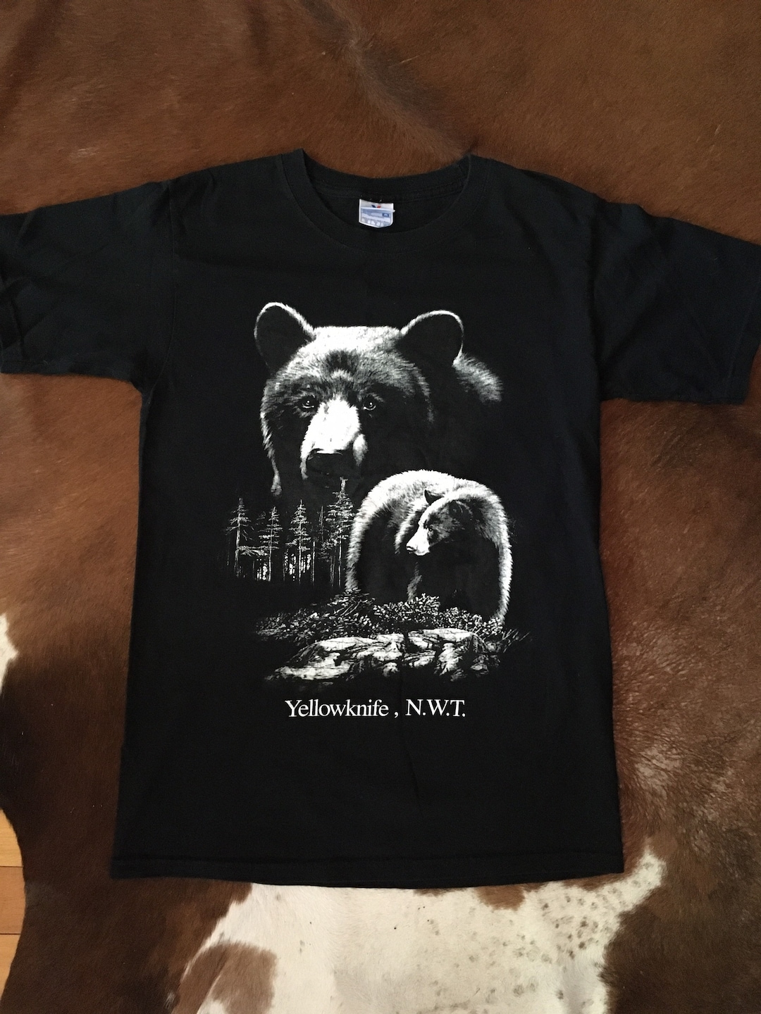 Vintage 90s Yellowknife NWT Canada Tourist Souvenir Bear Small Black